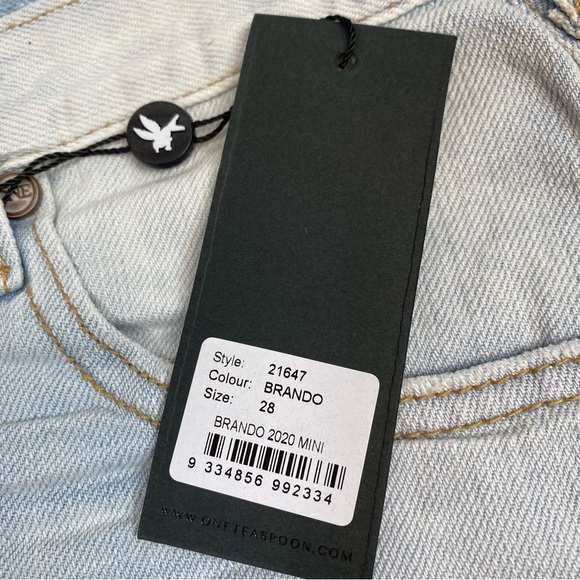 ONE TEASPOON Brando 2020 Light Wash Distressed Denim Mini Skirt - Picture 10 of 10